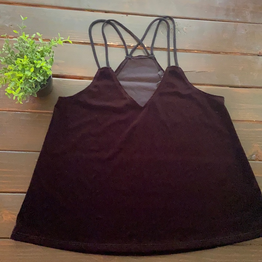 Snap Black Velvet Velour Cami Tank Top Sz Medium